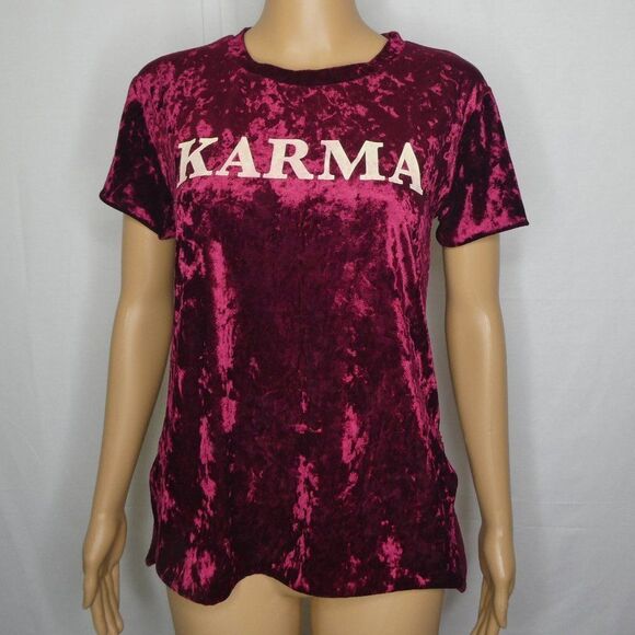 High Street Karma Velvet Graphic T Shirt Tee Small - Picture 2 of 8